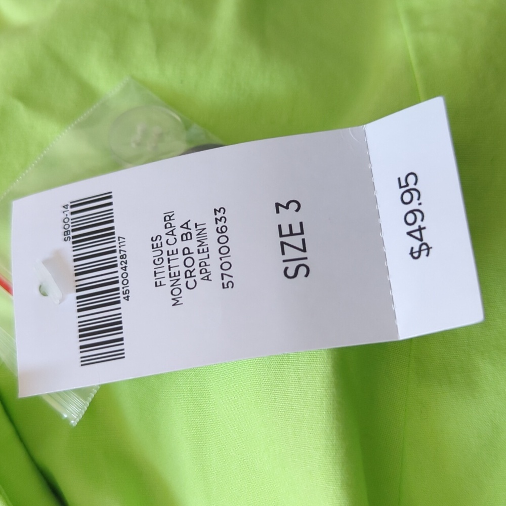 Chico's Monette Neon Green Appleminit Crop Capri 16 - Picture 15 of 15